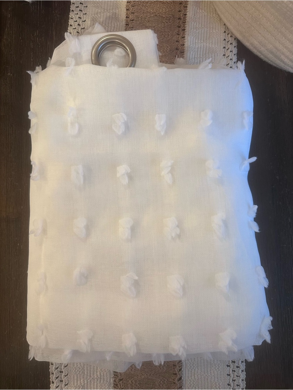 NWOT White Sheer Pom Pom Curtains - 2 Panels 52x45 inches